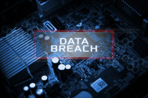 Digital Business and Technology concept, Virtual screen showing DATA BREACH